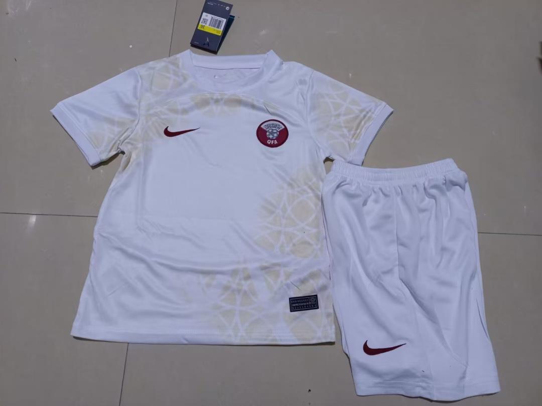 Kids-Qatar 2022 World Cup Away White Soccer Jersey